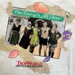 Vintage 90s TropWorld Casino Resort Promo Shirt Beach The Gangs All Here XL